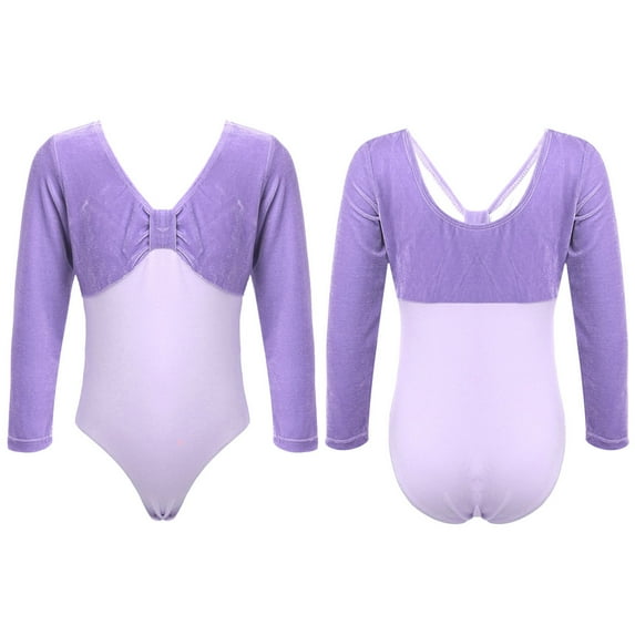 DPOIS Kids Girls One Piece Long Sleeve Leotard Ballet Latin Dance Jumpsuit Bodysuit