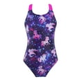 thumbnail image 1 of DPOIS Kids Girls One-Piece Sleeveless Criss Cross Swimsuit Sport Athletic Bathing Suit Pegasus Starry Black 12, 1 of 7