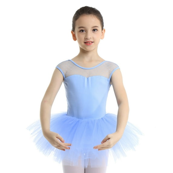 DPOIS Kids Girls One Piece Sleeveless U Shaped Back Ballet Tutu Dress