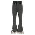 thumbnail image 1 of DPOIS Kids Girls Ripped Jeans Elastic Waistband Wide Leg Denim Pants Trousers Dark Gray-A 150, 1 of 7