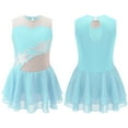 thumbnail image 1 of DPOIS Kids Girls Sequins Figure Ice Skating Dress Sleeveless Floral Tulle Dance Dress, 1 of 3