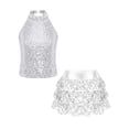 thumbnail image 1 of DPOIS Kids Girls Sequins Sleeveless Tank Top with Mini Skirt Set Silver 14, 1 of 5