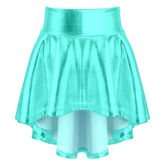 DPOIS Kids Girls Shiny Metallic Ballet Dance Mini Skirts