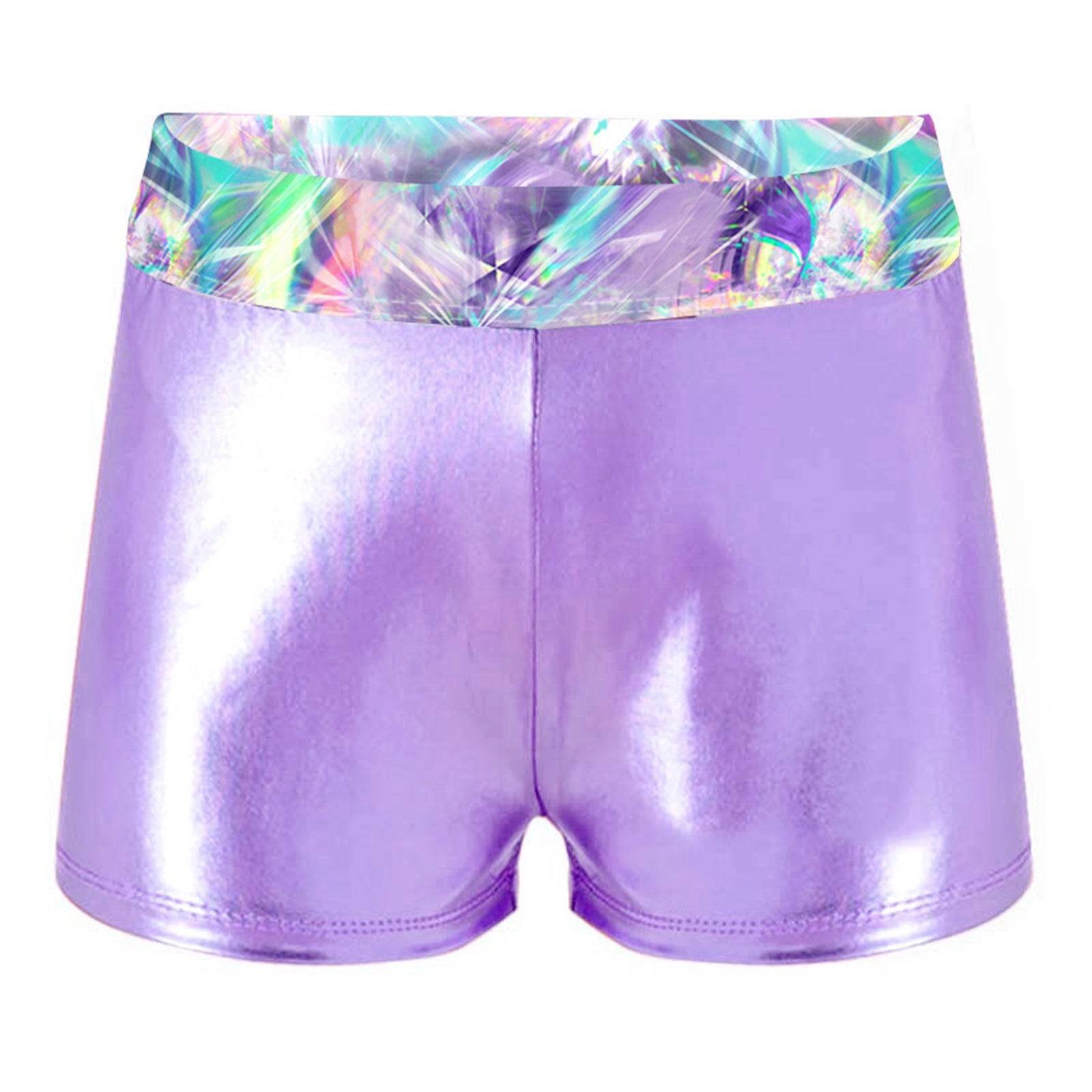 DPOIS Kids Girls Shiny Metallic Gymnastics Shorts Ballet Dance Shorts