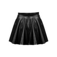 thumbnail image 1 of DPOIS Kids Girls Shiny Metallic Mini Pleated Flared Skater Skirt Black 8, 1 of 5