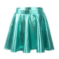 thumbnail image 1 of DPOIS Kids Girls Shiny Metallic Mini Pleated Flared Skater Skirt Lake_Green 14, 1 of 7