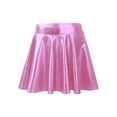 thumbnail image 1 of DPOIS Kids Girls Shiny Metallic Mini Pleated Flared Skater Skirt Pink 14, 1 of 6