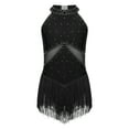 thumbnail image 1 of DPOIS Kids Girls Shiny Rhinestone Fringe Bodysuit Jazz Costume Black 12, 1 of 5
