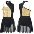thumbnail image 1 of DPOIS Kids Girls Shiny Sequins Off Shoulder Contemporary Lyrical Dance Dress, 1 of 4