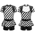 thumbnail image 1 of DPOIS Kids Girls Short Sleeve Cutout Ruffle Striped Leotard Jumpsuit, 1 of 6