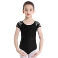 thumbnail image 1 of DPOIS Kids Girls Short Sleeves Floral Lace Cutout Back Ballet Dance Gymnastics Leotard Jumpsuit, 1 of 7