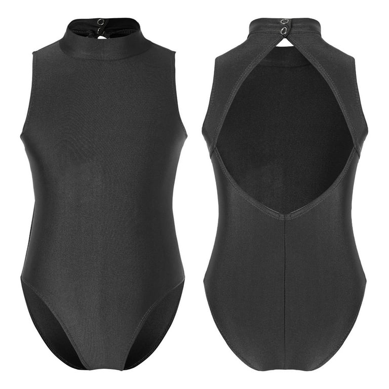 DPOIS Girls Sleeveless Ballet Dance Leotard, Turtleneck Gymnastics