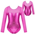 thumbnail image 1 of DPOIS Kids Girls Sparkly Rhinestone Metallic Leotard Long Sleeve Tulle Jumpsuit, 1 of 4