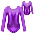 thumbnail image 1 of DPOIS Kids Girls Sparkly Rhinestone Metallic Leotard Long Sleeve Tulle Jumpsuit, 1 of 4