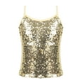 thumbnail image 1 of DPOIS Kids Girls Sparkly Sequins Jazz Camisole Tank Top Gold 8, 1 of 7