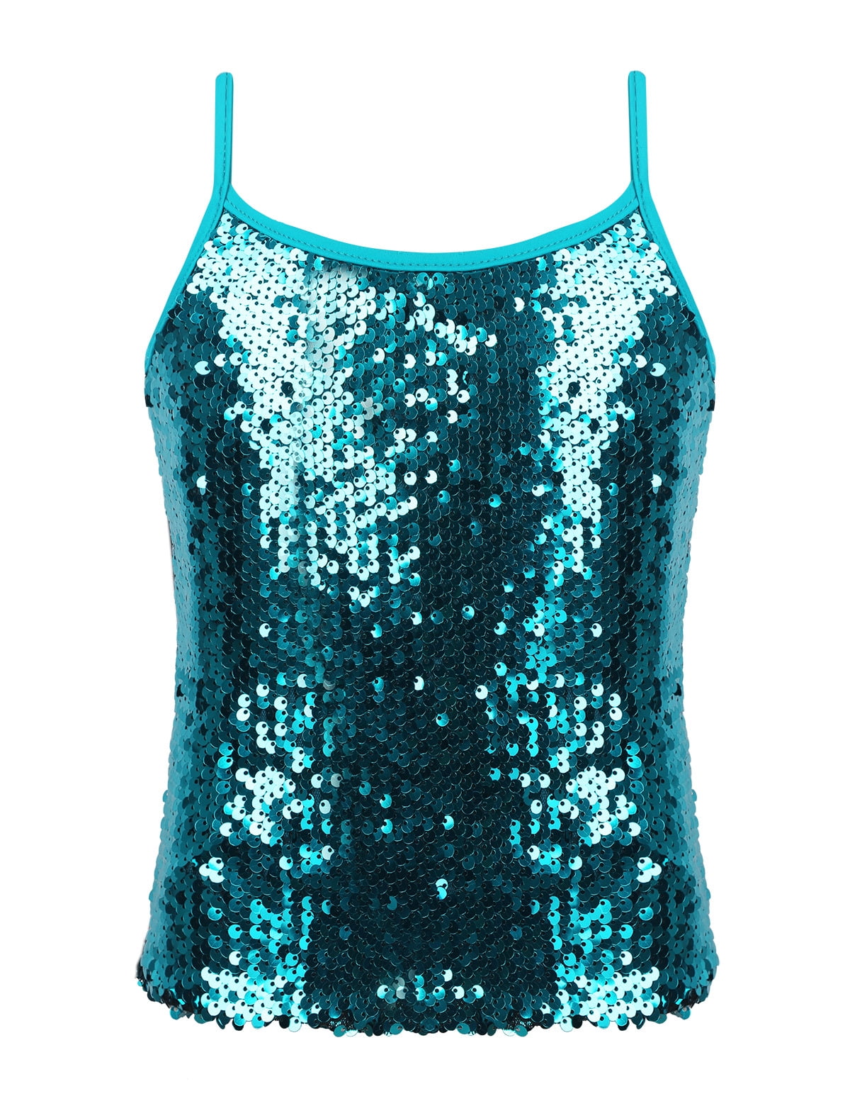 DPOIS Kids Girls Sparkly Sequins Jazz Camisole Tank Top