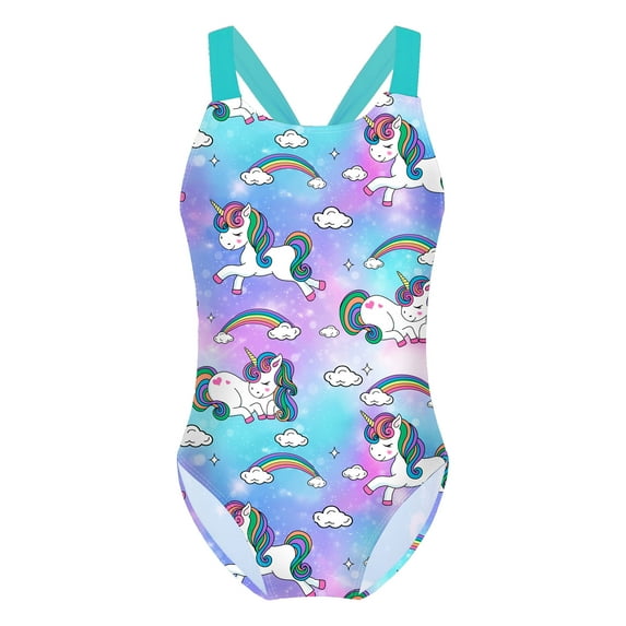 DPOIS Kids Girls Swimsuit Bathing Suit One Piece Quick Dry Beach Swimwear Watercolor 6