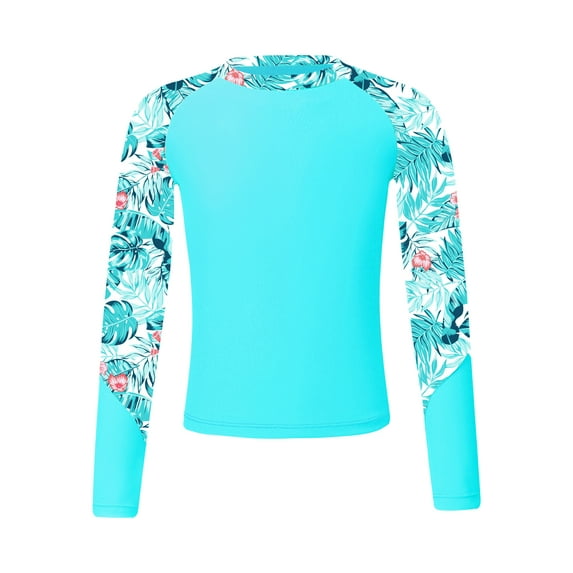 DPOIS Kids Girls UPF 50+ Long Sleeve Swimming Bathing Suits Rash Guard Teal 8
