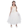 thumbnail image 1 of DPOIS Kids Lace Criss Cross Back Princess Flower Girl Tulle Dress, 1 of 4