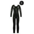 thumbnail image 1 of DPOIS Kids Metallic Full Body Jumpsuit Unitard Gymnastics Leotards with Headwear Black 14, 1 of 5