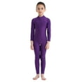 thumbnail image 1 of DPOIS Kids Turtle Mock Neck Full Body Unitard Leotard Purple 5-6, 1 of 7