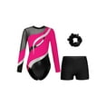 thumbnail image 1 of DPOIS Long Sleeve Gymnastics Leotard for Kids Girls Hot Pink&Black 14, 1 of 7
