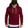 thumbnail image 1 of DPOIS Men Women Casual Drawstring Hooded Sweatshirt Long Sleeve Pullover Burgundy XXL, 1 of 2