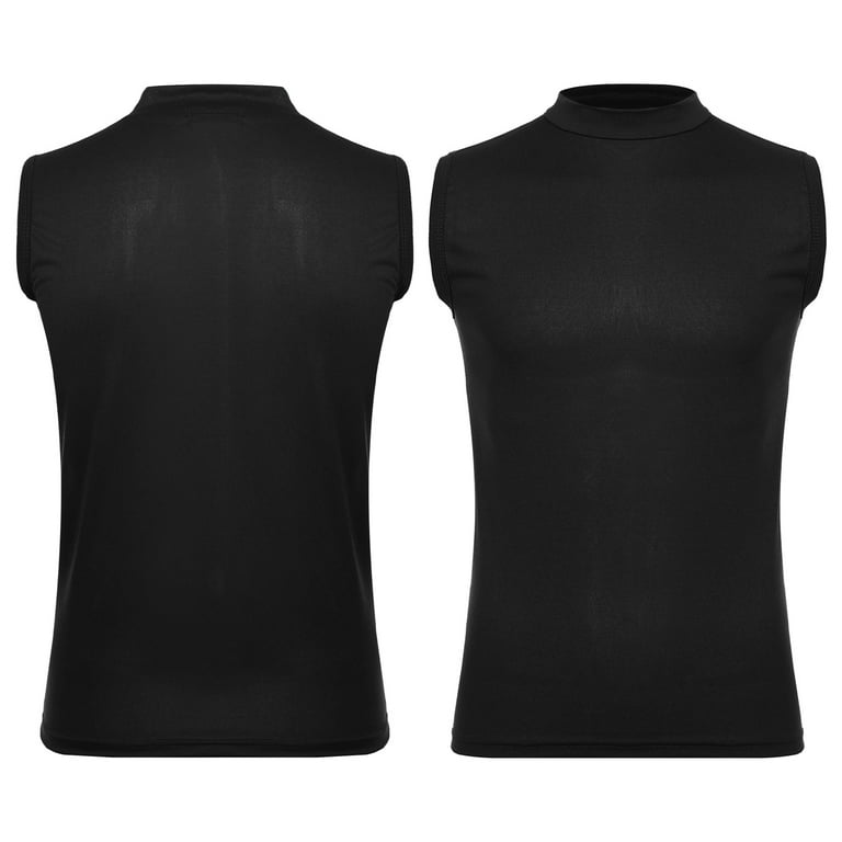 Men's Compression 1/4 Zipper Shirt Mock Neck Short Sleeve Top Cool