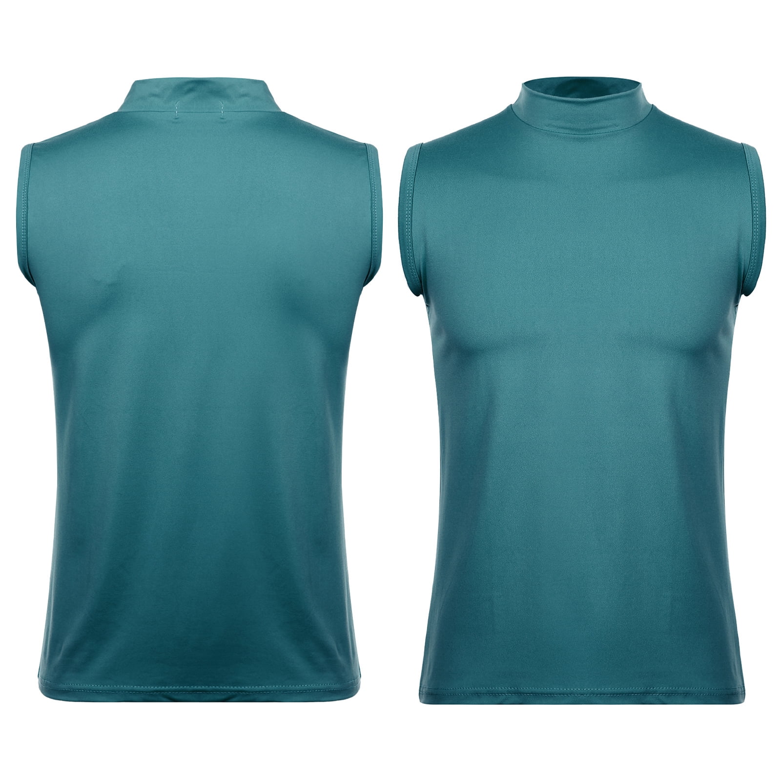DPOIS Men's Compression Mock Neck Sleeveless Muscle T-Shirt