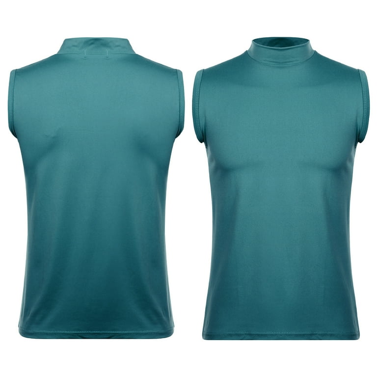 DPOIS Men s Compression Mock Neck Sleeveless Muscle T Shirt