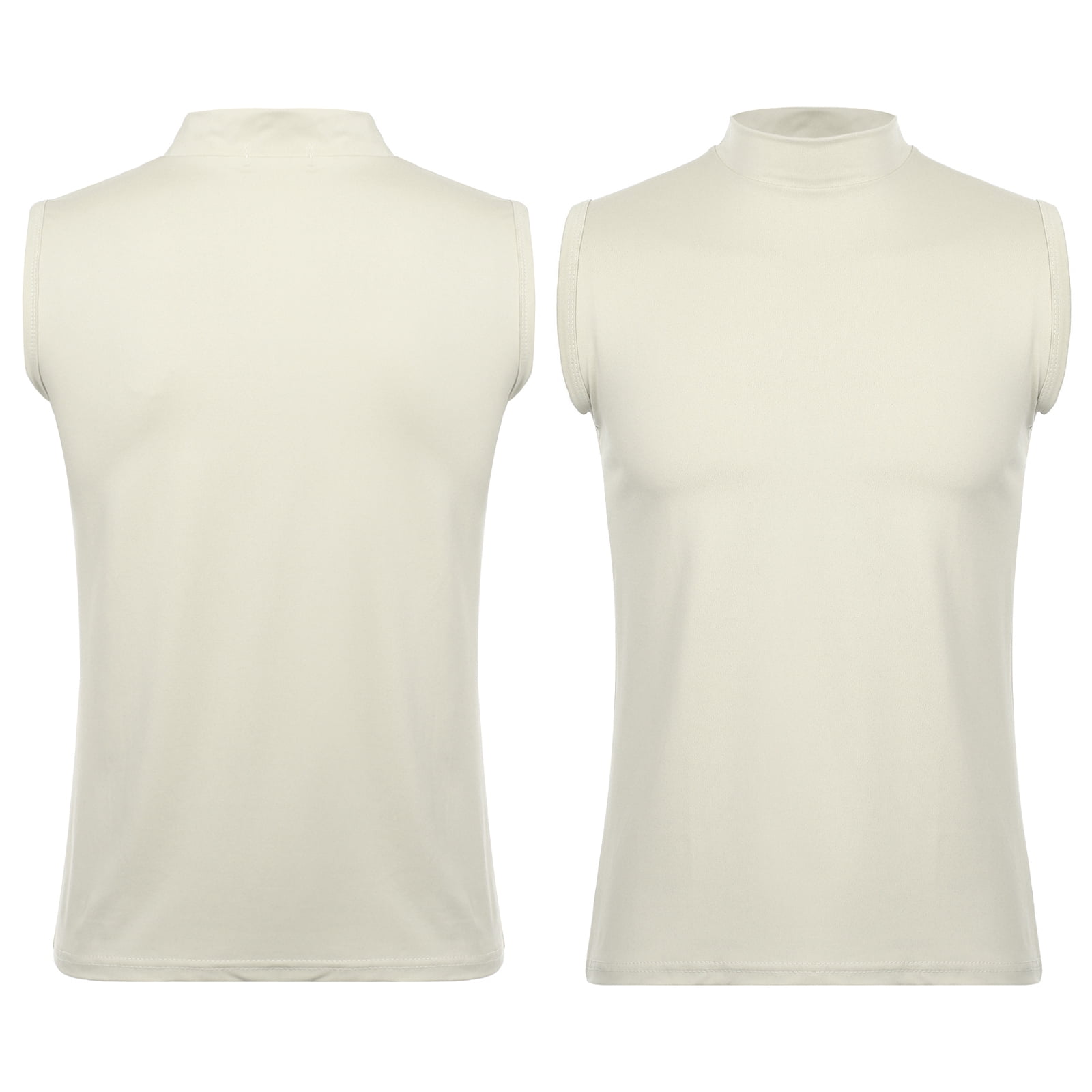 DPOIS Men's Compression Mock Neck Sleeveless Muscle T-Shirt