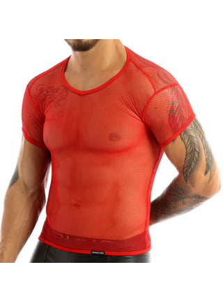 Xysaqa Men's Sheer Fishnet See-Through Tank Top, Sleeveless Muscle Workout  T Shirt Mesh Transparent Tees Top 