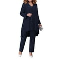 thumbnail image 1 of DPOIS Mother of The Bride Pants Suits 3Pcs Chiffon Wedding Guest Outfits Navy Blue L, 1 of 6