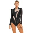 thumbnail image 1 of DPOIS Women Ballet Dance Leotard Long Sleeve Gymnastics Bodysuit Black S, 1 of 7