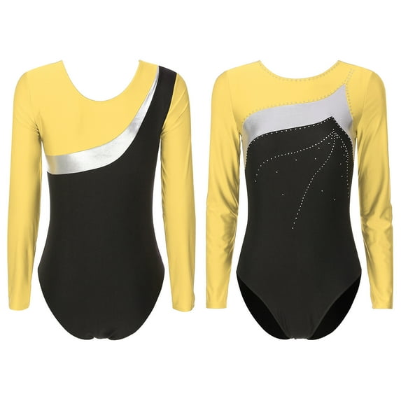 DPOIS Women Figure Ice Skating Leotard Long Sleeve Bodysuit