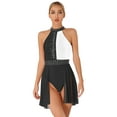 thumbnail image 1 of DPOIS Women Glitter Rhinestone Lyrical Dance Dress Ballet Leotard Dresses Black&White XL, 1 of 7