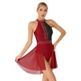 thumbnail image 1 of DPOIS Women Glitter Rhinestone Lyrical Dance Dress Ballet Leotard Dresses Burgundy S, 1 of 6