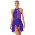thumbnail image 1 of DPOIS Women Glitter Rhinestone Lyrical Dance Dress Ballet Leotard Dresses Purple M, 1 of 7