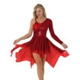 thumbnail image 1 of DPOIS Women Lyrical One Shoulder Flowy Overlay Dress for Stage Performance Burgundy XL, 1 of 7