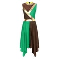 thumbnail image 1 of DPOIS Women Praise Dance Dress Sleeveless Liturgical Dancewear Worship Overlays Brown&Green S, 1 of 7