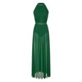 thumbnail image 1 of DPOIS Women Rhinestone Lyrical Dance Dress Sleeveless Flowy Maxi Dress Dancewear Green L, 1 of 7