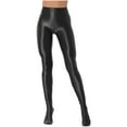 thumbnail image 1 of DPOIS Women Shiny Oil Glossy Pantyhose Long Pants Stockings Black M, 1 of 6