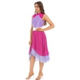 thumbnail image 1 of DPOIS Women Sleeveless Praise Dance Dress Worship Overlay Liturgical Dancewear Hot Pink&Light Purple M, 1 of 7