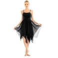 thumbnail image 1 of DPOIS Women Spaghetti Strap Lyrical Dance Costume Asymmetric Contemporary Dance Dress Black XXL, 1 of 7