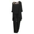 thumbnail image 1 of DPOIS Women's Dress Pantsuit for Weddings Elegant Three-Piece Pant Suit Set Black XL, 1 of 2