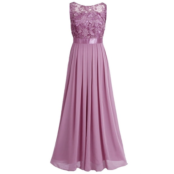 DPOIS Women's Floral Lace Appliques Wedding Bridesmaid Dress Evening Party Gown Plum 8