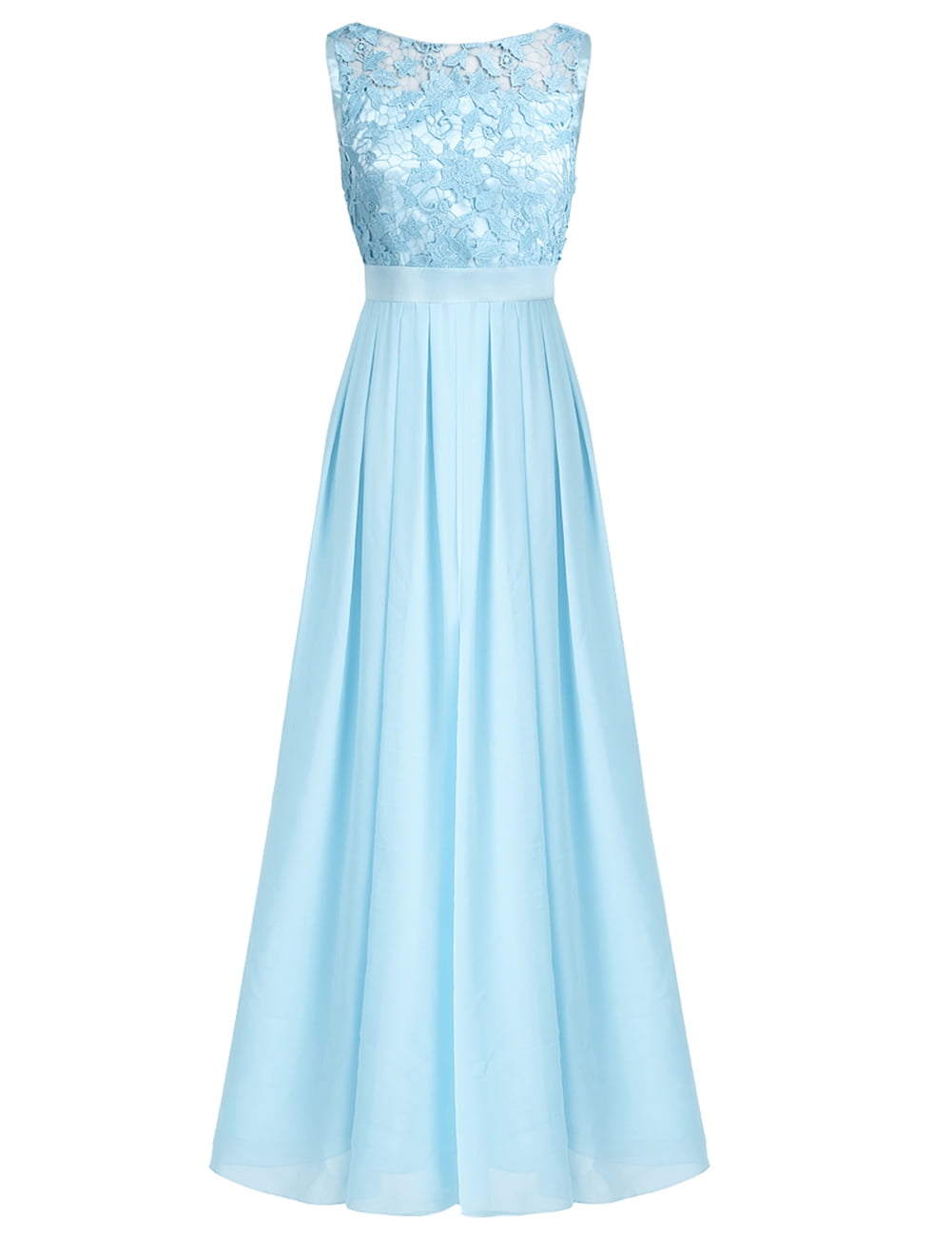 blue dress for baby girl Simple Sky Blue A-line V-neck Chiffon Long Bridesmaid Dresses,Elegant –  Simplepromdress main image 1