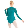 thumbnail image 1 of DPOIS Women's Floral Lace Ballet Dance Leotard Figure Ice Skating Dress Teal X-Small, 1 of 7