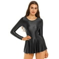 thumbnail image 1 of DPOIS Women's Glossy Silky One Piece Skirt Ballet Dance Dress Body Leotard Dress Beach Swimdress, 1 of 4