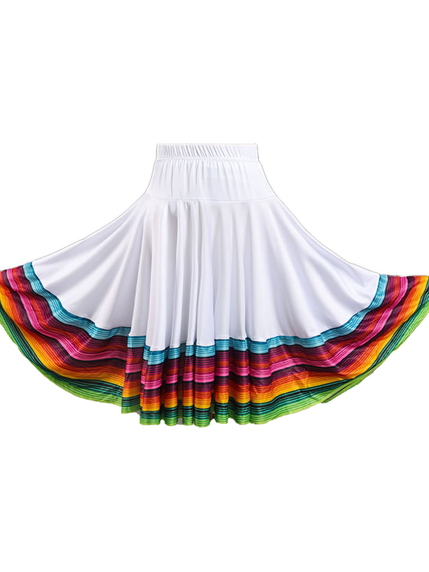 DPOIS Women's High Waist Flamenco Dance Skirt Folk Dancing Costume